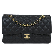 Chanel Black Calfskin Medium Classic Double Flap Shoulder Bag 115853