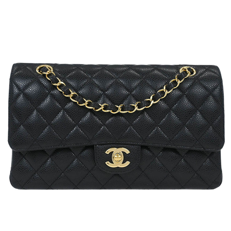 Chanel Black Calfskin Medium Classic Double Flap Shoulder Bag 115853