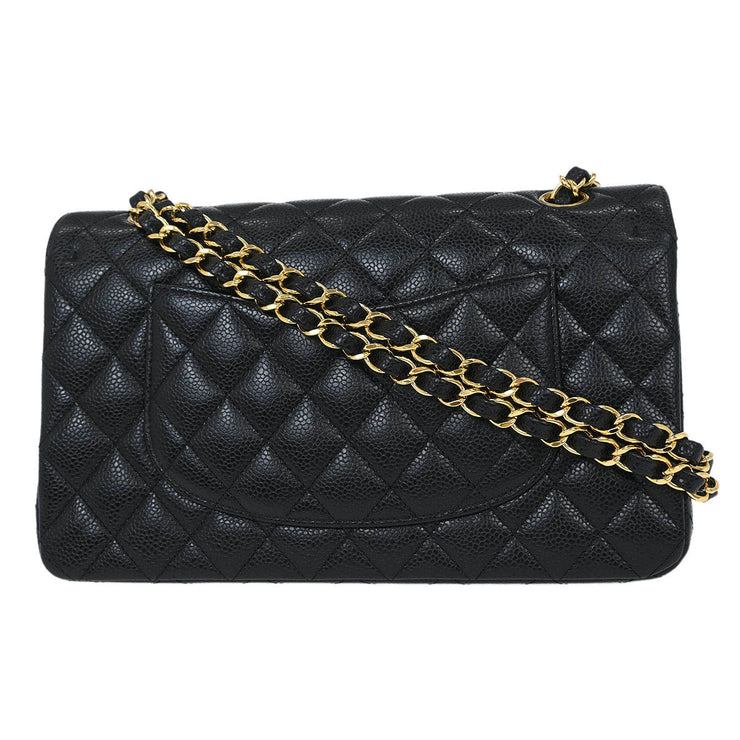 Chanel Black Calfskin Medium Classic Double Flap Shoulder Bag 115853