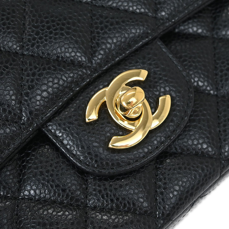 Chanel Black Calfskin Medium Classic Double Flap Shoulder Bag 115853