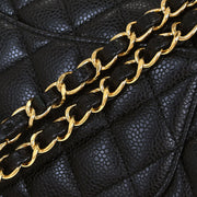 Chanel Black Calfskin Medium Classic Double Flap Shoulder Bag 115853