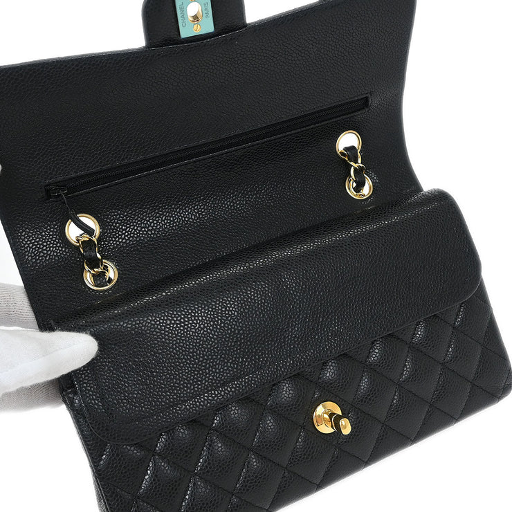 Chanel Black Calfskin Medium Classic Double Flap Shoulder Bag 115853