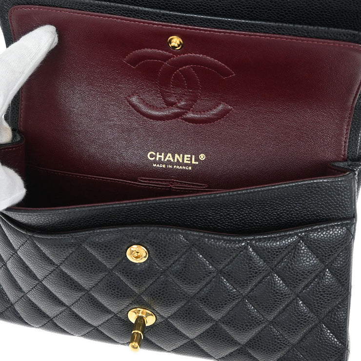 Chanel Black Calfskin Medium Classic Double Flap Shoulder Bag 115853