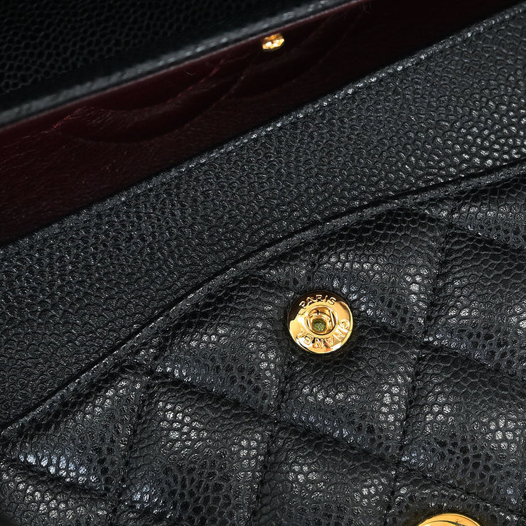 Chanel Black Calfskin Medium Classic Double Flap Shoulder Bag 115853