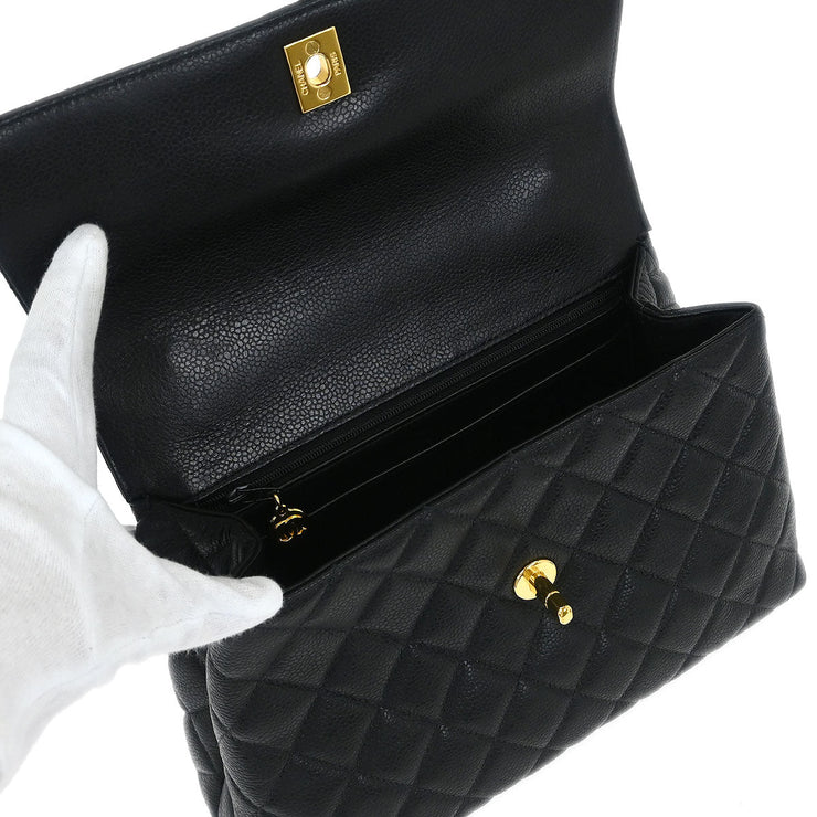 Chanel Black Calfskin Top Handle Handbag 115858
