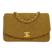 Chanel Brown Linen Small Diana Shoulder Bag 115860