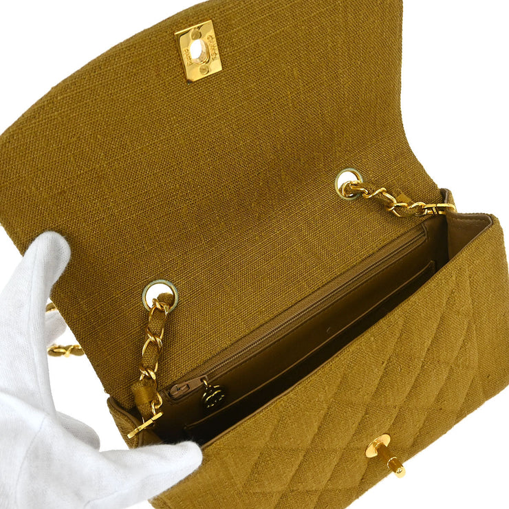 Chanel Brown Linen Small Diana Shoulder Bag 115860