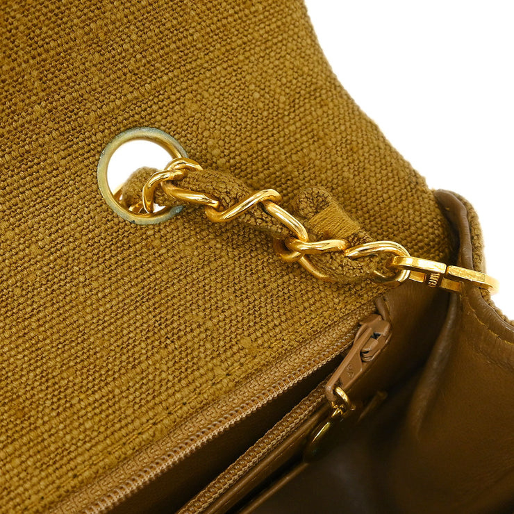 Chanel Brown Linen Small Diana Shoulder Bag 115860