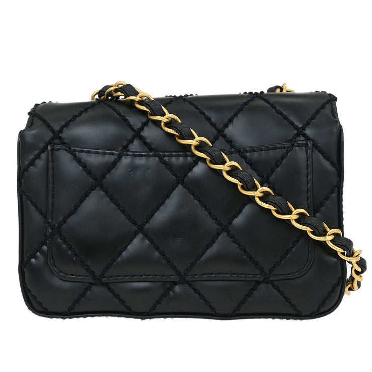 Chanel Black Calfskin Wild Stitch Single Flap Shoulder Bag 115861
