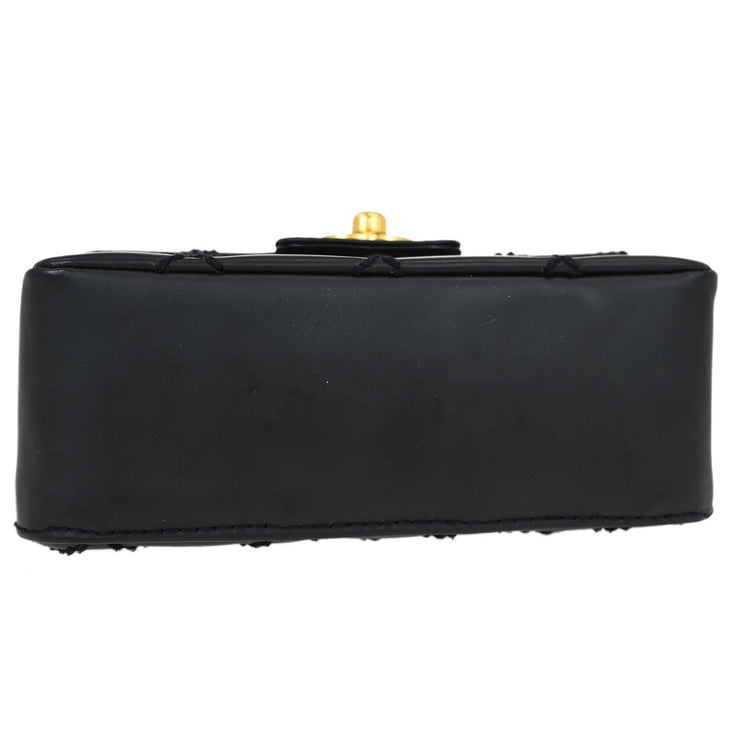 Chanel Black Calfskin Wild Stitch Single Flap Shoulder Bag 115861