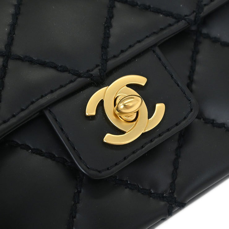 Chanel Black Calfskin Wild Stitch Single Flap Shoulder Bag 115861