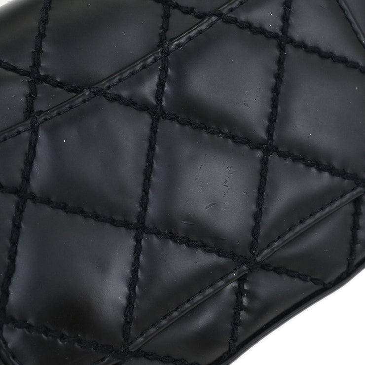 Chanel Black Calfskin Wild Stitch Single Flap Shoulder Bag 115861
