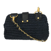 Chanel Black Straw Shoulder Bag 115865