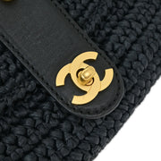 Chanel Black Straw Shoulder Bag 115865