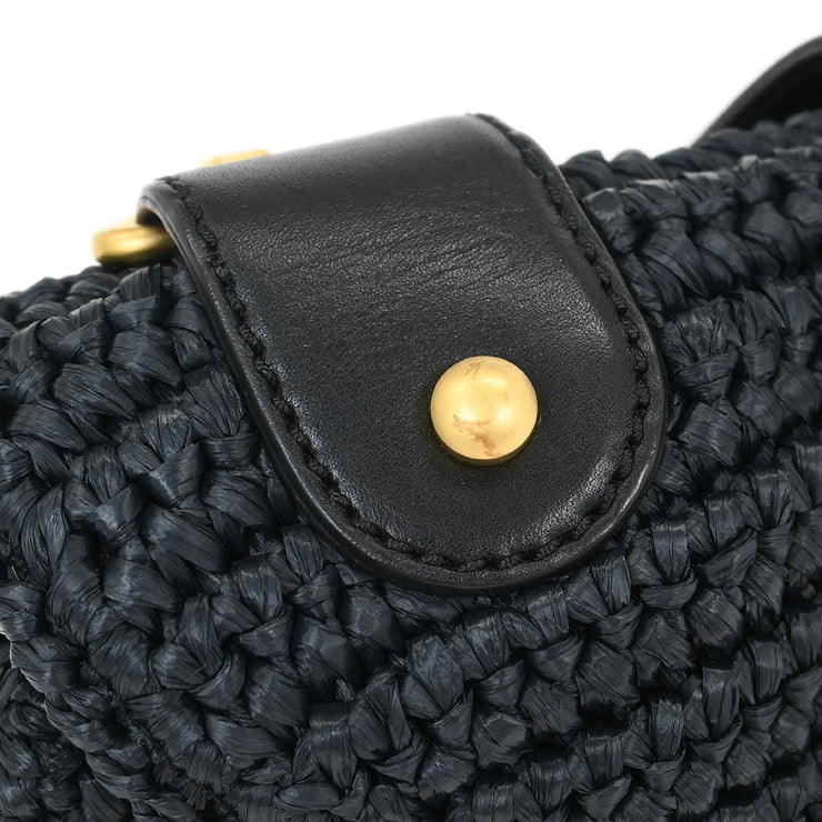 Chanel Black Straw Shoulder Bag 115865