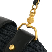 Chanel Black Straw Shoulder Bag 115865