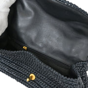 Chanel Black Straw Shoulder Bag 115865