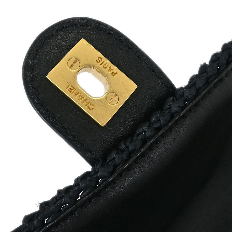 Chanel Black Straw Shoulder Bag 115865