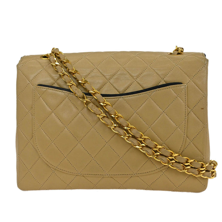 Chanel Beige Lambskin Single Flap Shoulder Bag 115868