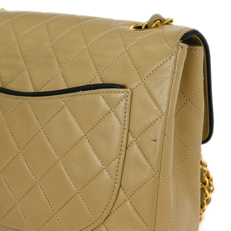 Chanel Beige Lambskin Single Flap Shoulder Bag 115868