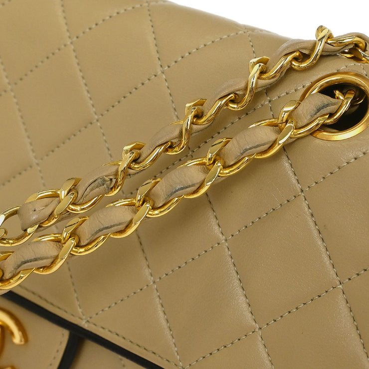 Chanel Beige Lambskin Single Flap Shoulder Bag 115868