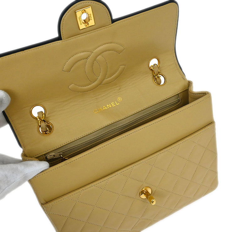 Chanel Beige Lambskin Single Flap Shoulder Bag 115868