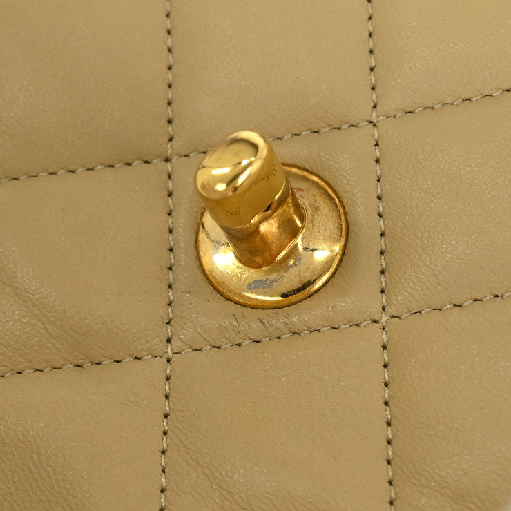 Chanel Beige Lambskin Single Flap Shoulder Bag 115868