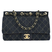 Chanel Blue Denim Single Flap Shoulder Bag 115870