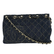Chanel Blue Denim Single Flap Shoulder Bag 115870