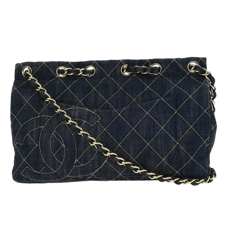 Chanel Blue Denim Single Flap Shoulder Bag 115870