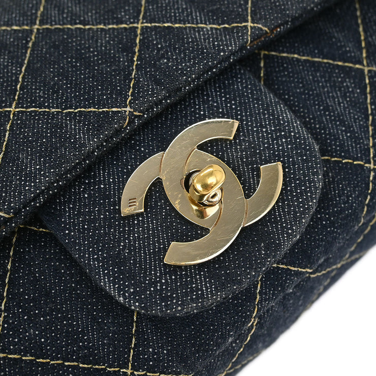 Chanel Blue Denim Single Flap Shoulder Bag 115870
