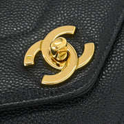 Chanel Black Calfskin Chevron Single Flap Shoulder Bag 115871