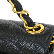 Chanel Black Calfskin Chevron Single Flap Shoulder Bag 115871
