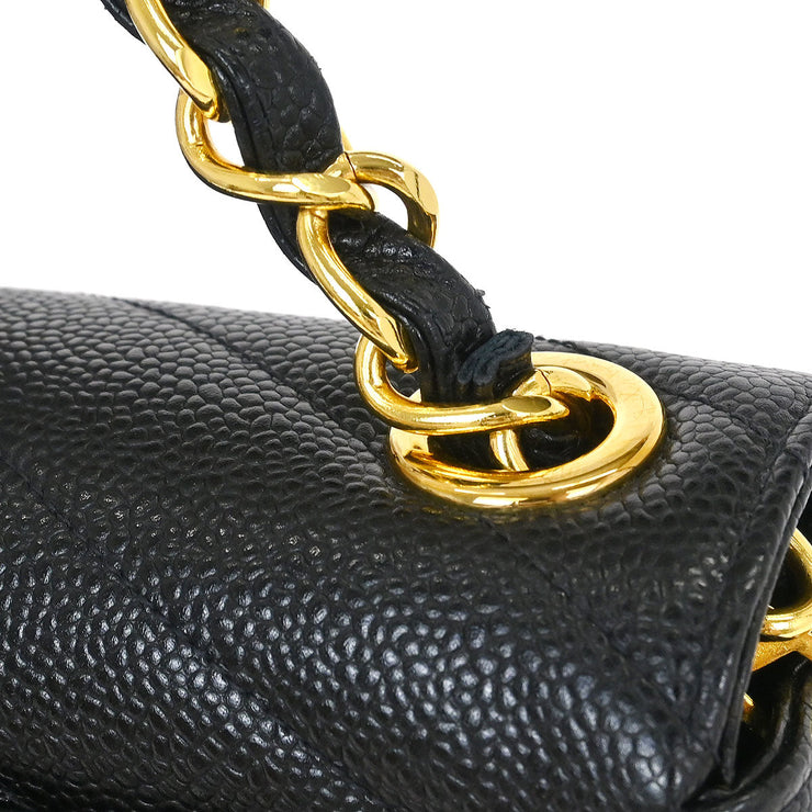 Chanel Black Calfskin Chevron Single Flap Shoulder Bag 115871