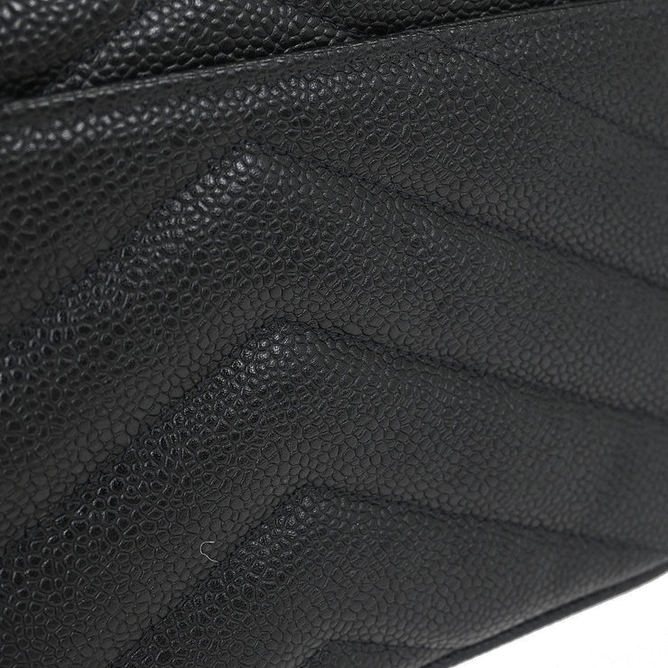 Chanel Black Calfskin Chevron Single Flap Shoulder Bag 115871