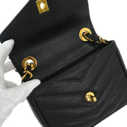 Chanel Black Calfskin Chevron Single Flap Shoulder Bag 115871