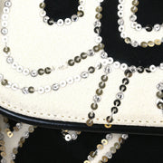 Christian Dior Black White Satin Sequins Saddle Handbag 00RU0093 115877