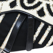 Christian Dior Black White Satin Sequins Saddle Handbag 00RU0093 115877