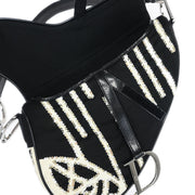 Christian Dior Black White Satin Sequins Saddle Handbag 00RU0093 115877