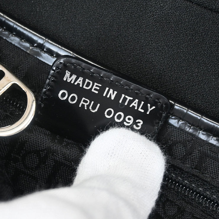 Christian Dior Black White Satin Sequins Saddle Handbag 00RU0093 115877