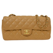 Chanel Beige Calfskin East West Shoulder Bag 115879
