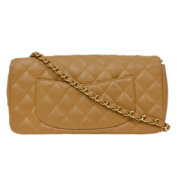 Chanel Beige Calfskin East West Shoulder Bag 115879