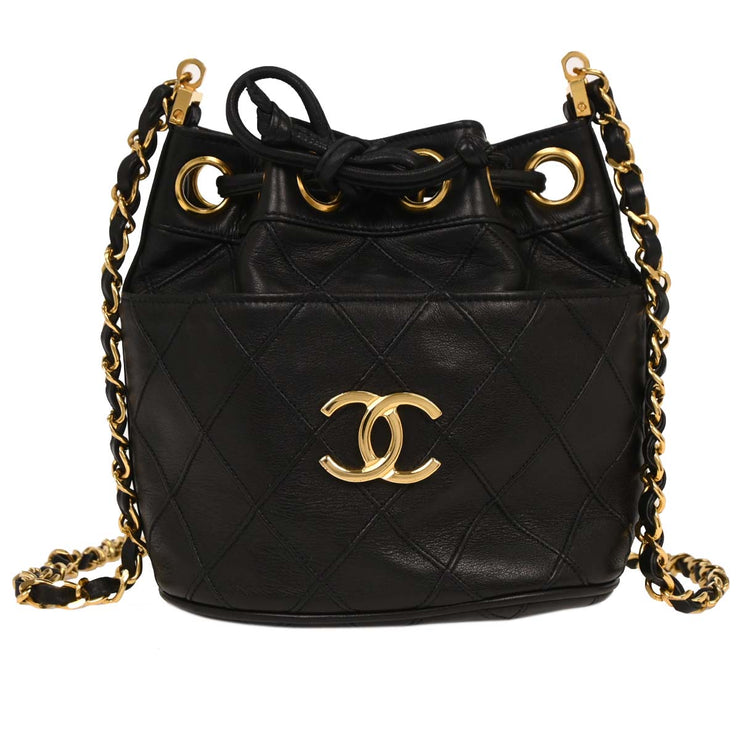 Chanel Black Lambskin Bicolore Bucket Shoulder Bag 115904