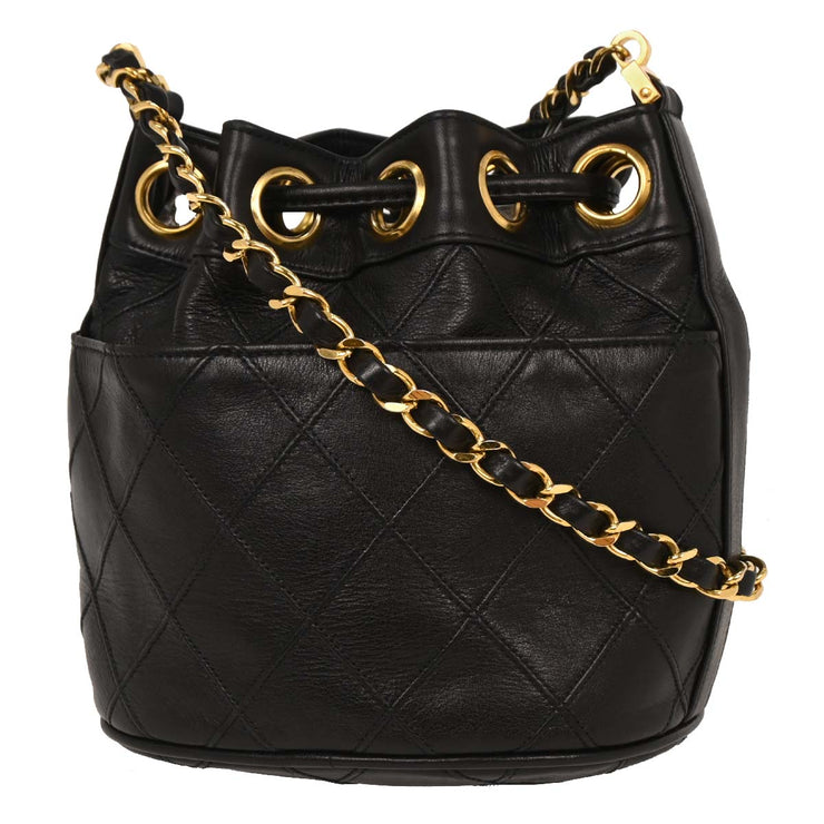 Chanel Black Lambskin Bicolore Bucket Shoulder Bag 115904