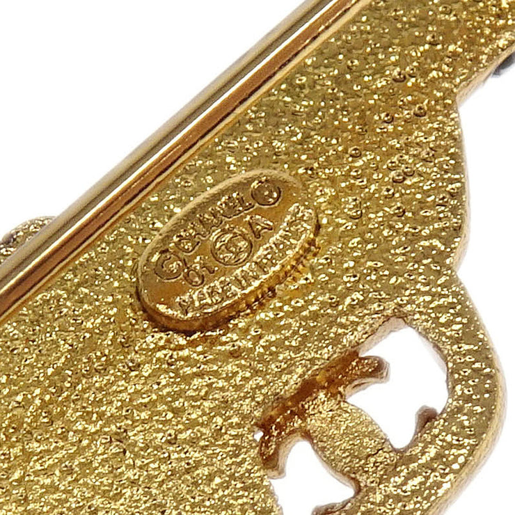 Chanel Gun Brooch Pin Rhinestone Artificial Pearl Gold 01A 115909