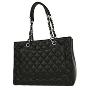 Chanel Black Calfskin Grand Shopping Tote GST Chain Handbag 115923