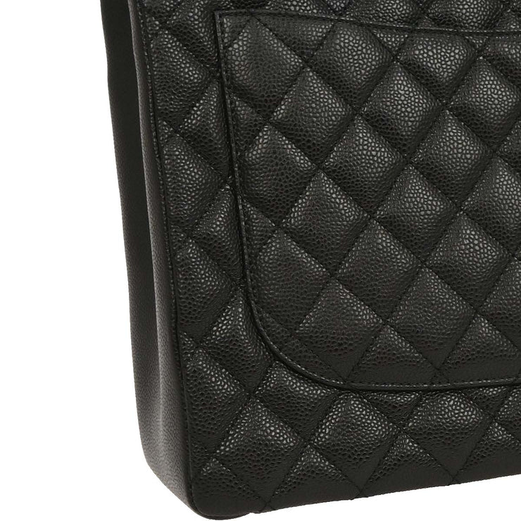 Chanel Black Calfskin Grand Shopping Tote GST Chain Handbag 115923