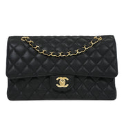 Chanel Black Calfskin Medium Classic Double Flap Shoulder Bag 115936