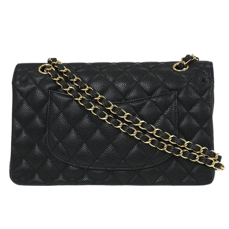 Chanel Black Calfskin Medium Classic Double Flap Shoulder Bag 115936