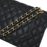Chanel Black Calfskin Medium Classic Double Flap Shoulder Bag 115936